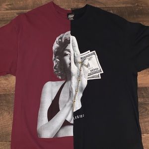 Split Marilyn Monroe and money tee